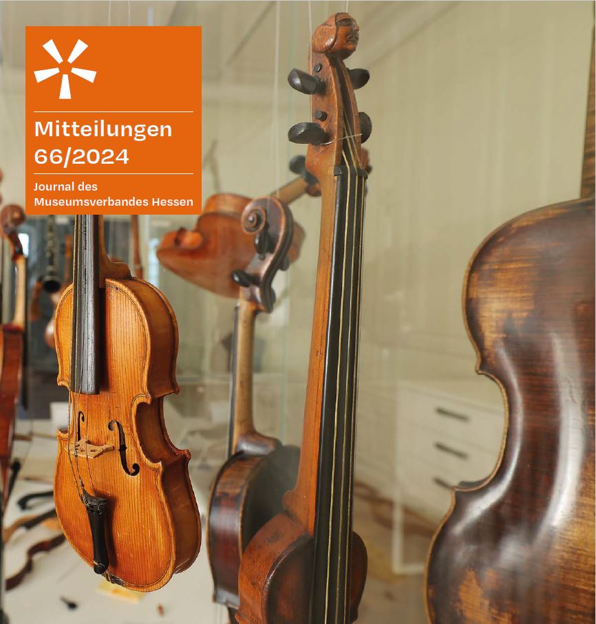 Titelblatt Mitteilungen Heft 66 2024. Präsentation der Streichinstrumente aus dem Spohr Museum in Kassel.